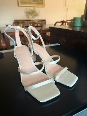 J.Crew White strappy heels sz 8
